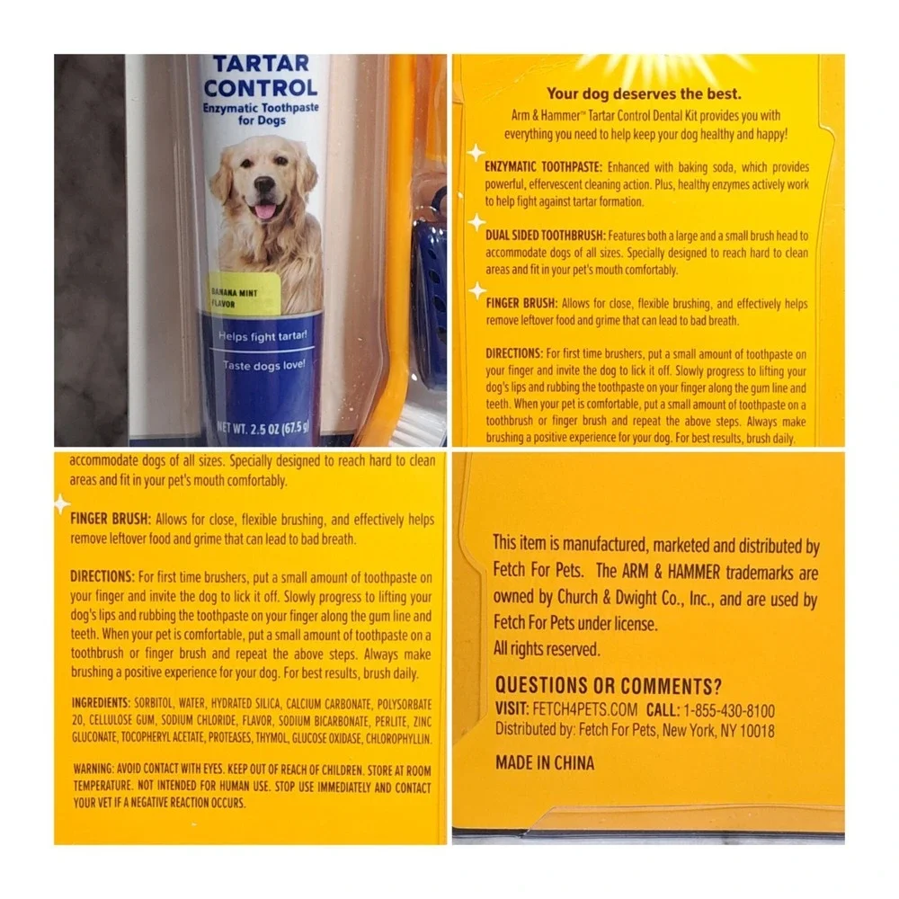 Arm & Hammer Dental Kit for Dogs Enzymatic‎ Dog Toothpaste 2.5 Oz Banana Mint
